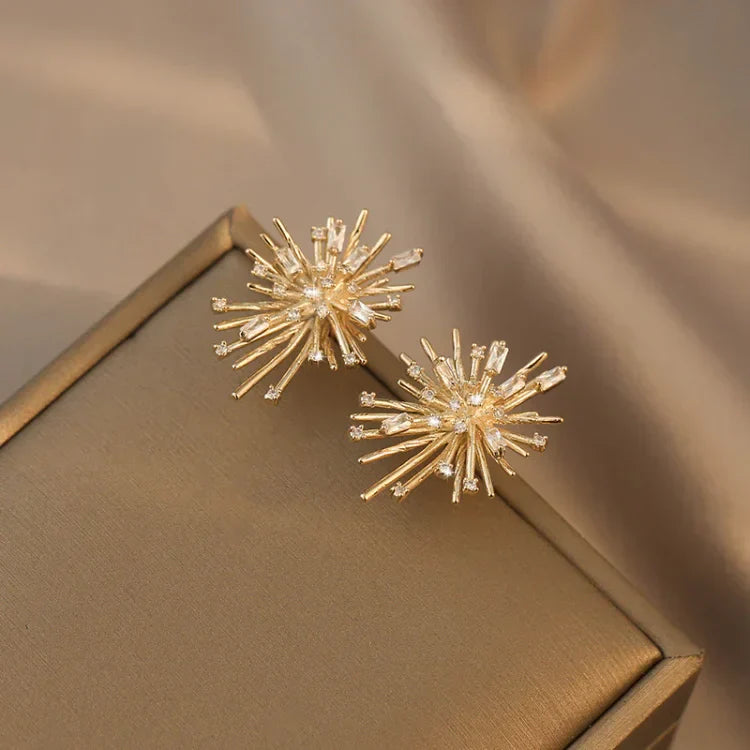 Gold Firework Zirconia Earrings - Livia-Nora Luxe