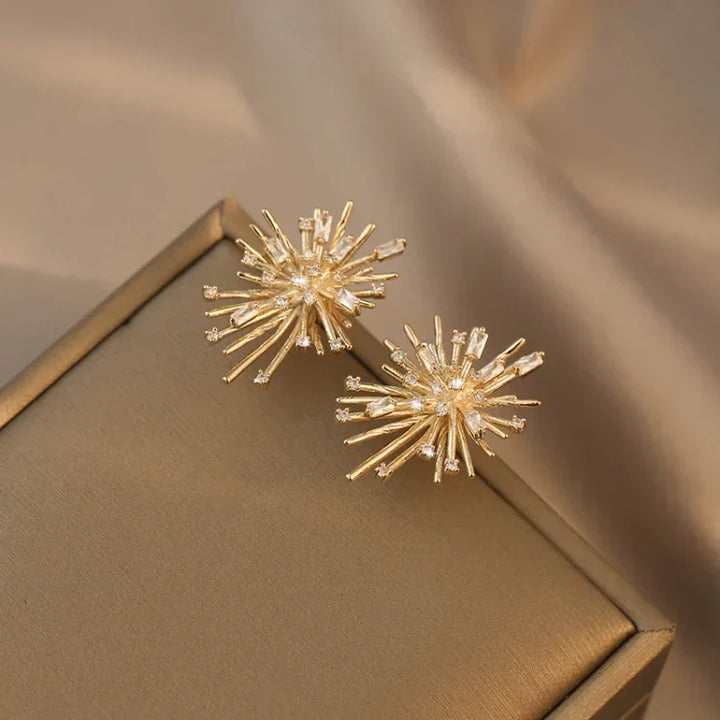 Gold Firework Zirconia Earrings - Livia-Nora Luxe