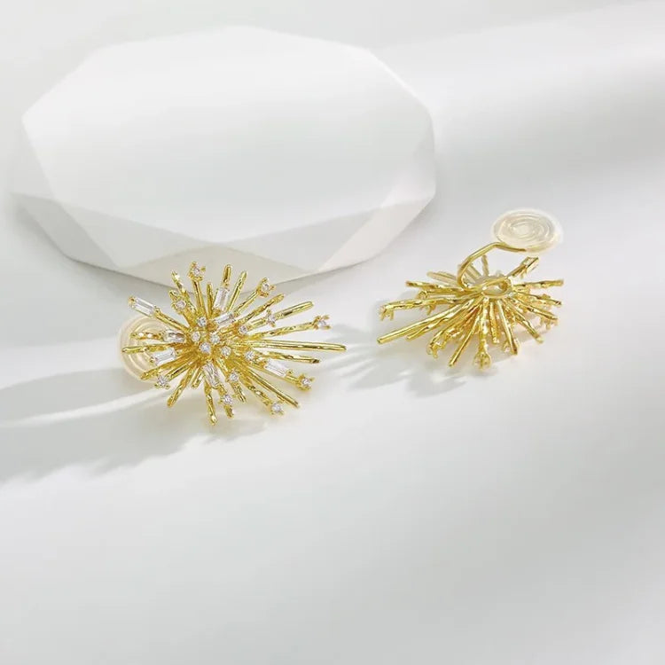 Gold Firework Zirconia Earrings - Livia-Nora Luxe