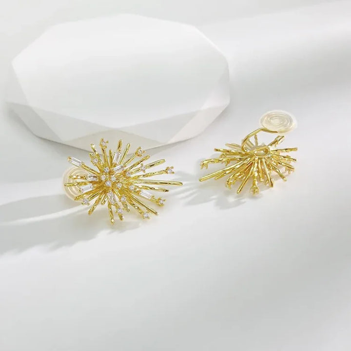 Gold Firework Zirconia Earrings - Livia-Nora Luxe