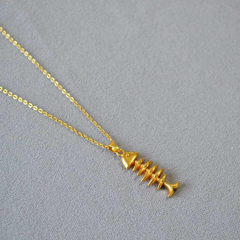 Gold Fishbone Necklace - Noelle-Nora Luxe