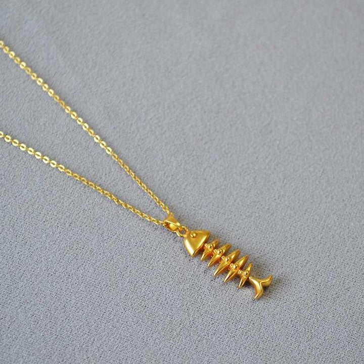 Gold Fishbone Necklace - Noelle-Nora Luxe