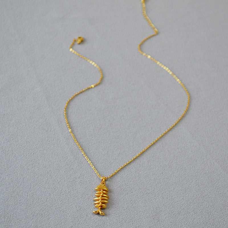 Gold Fishbone Necklace - Noelle-Nora Luxe
