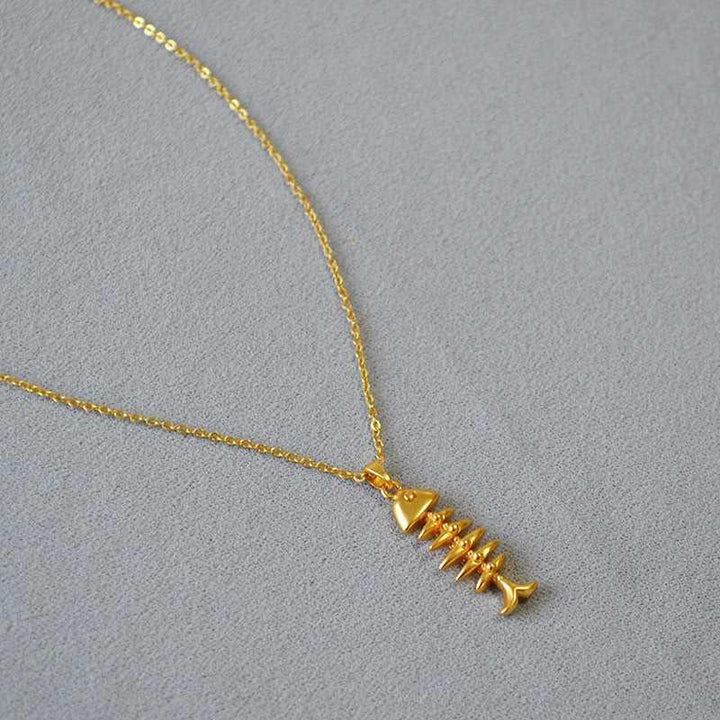 Gold Fishbone Necklace - Noelle-Nora Luxe