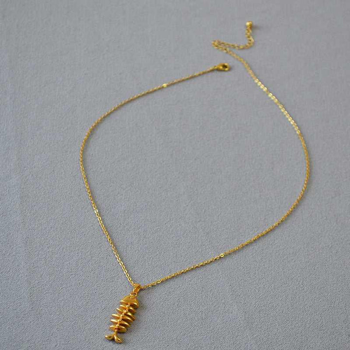 Gold Fishbone Necklace - Noelle-Nora Luxe