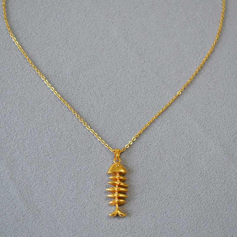 Gold Fishbone Necklace - Noelle-Nora Luxe