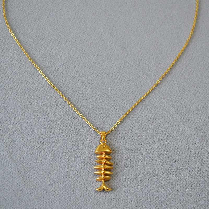 Gold Fishbone Necklace - Noelle-Nora Luxe