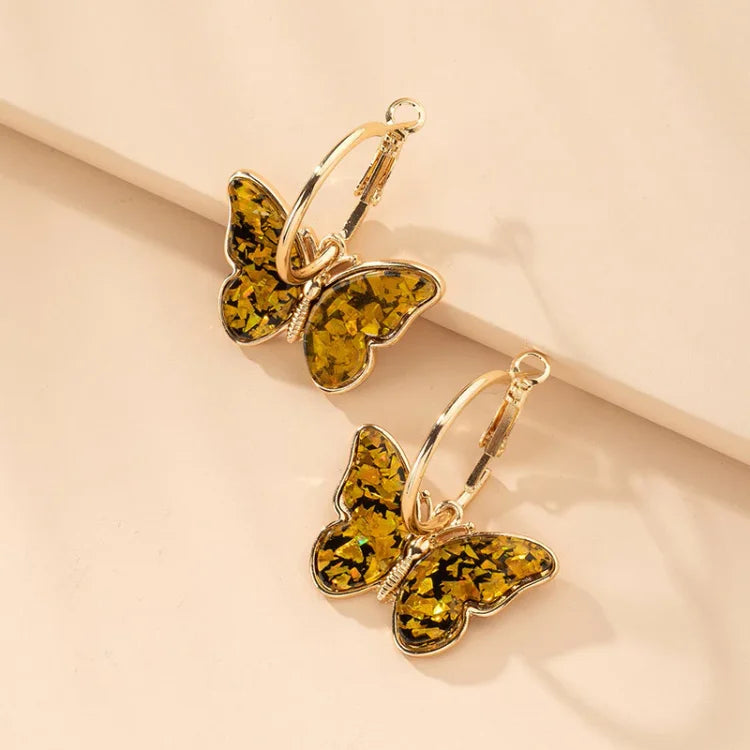 Gold Plated Butterfly Earrings with Acrylic Crystals - Mariposa-Gold-Nora Luxe
