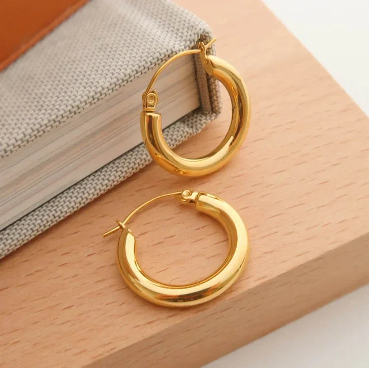 Golden Hoop Earrings - Aurélie-Nora Luxe