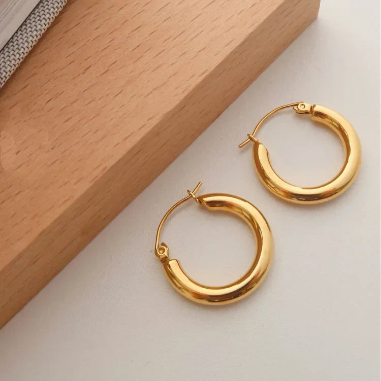 Golden Hoop Earrings - Aurélie-Nora Luxe