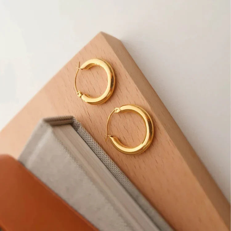 Golden Hoop Earrings - Aurélie-Nora Luxe