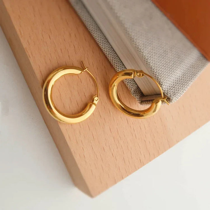 Golden Hoop Earrings - Aurélie-Nora Luxe