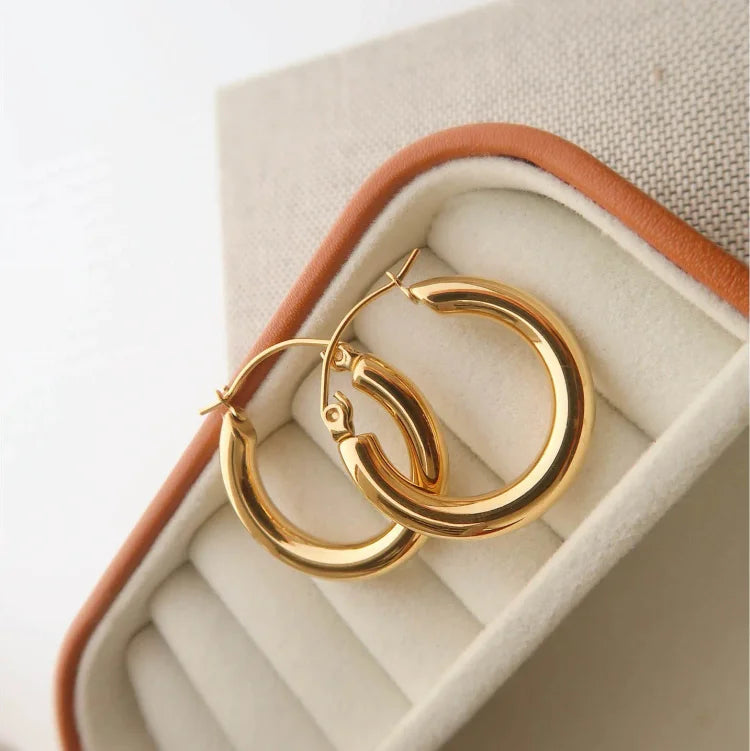 Golden Hoop Earrings - Aurélie-Nora Luxe