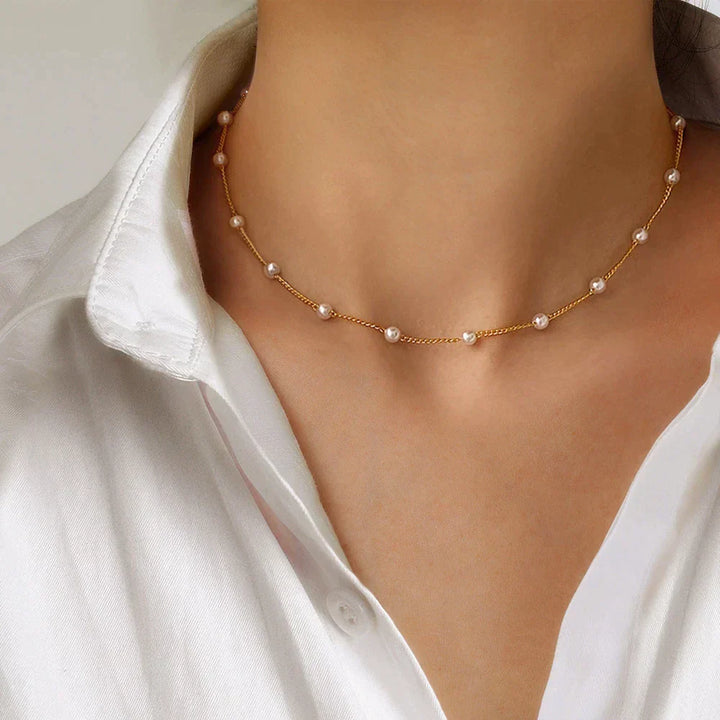 Golden Pearl Necklace - Marilena-Nora Luxe