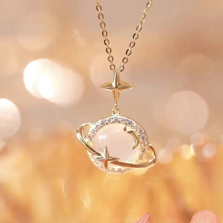 Golden Planet Necklace - Celestia-Nora Luxe