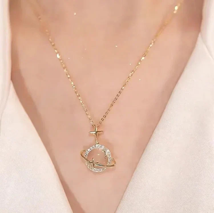 Golden Planet Necklace - Celestia-Nora Luxe