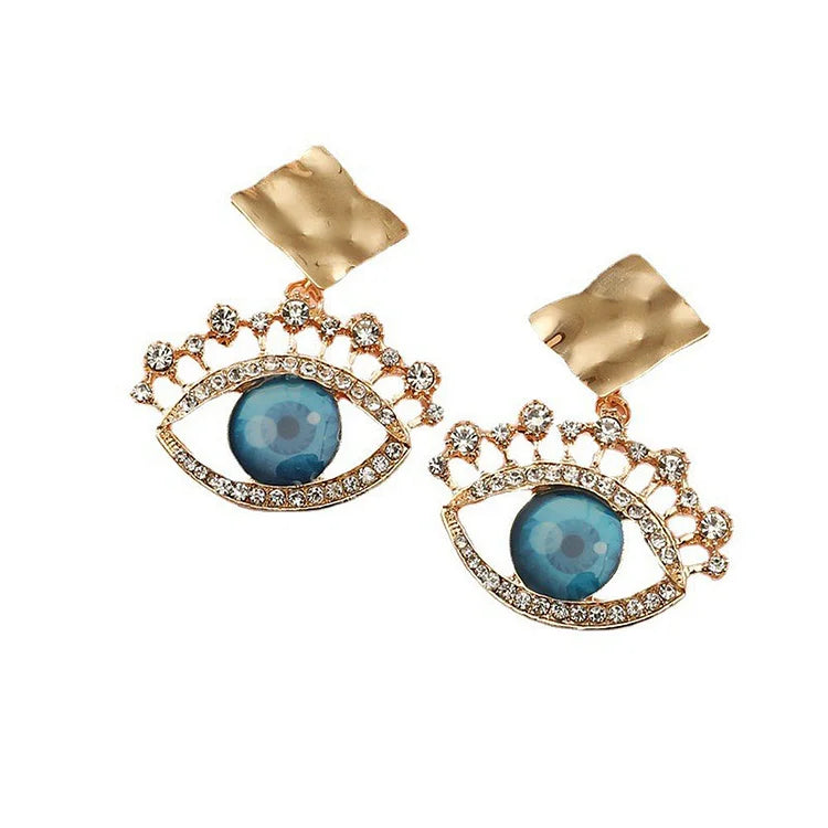 Golden Vintage Earrings with Evil Eye - Nerina-Nora Luxe