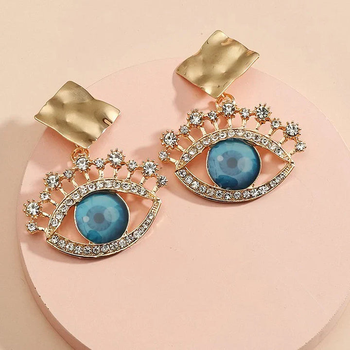 Golden Vintage Earrings with Evil Eye - Nerina-Nora Luxe