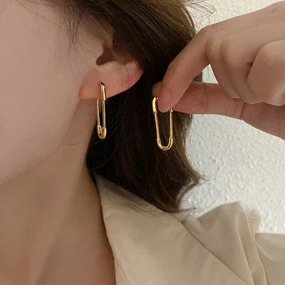 Gold/Silver Paperclip Earrings - Viola-Gold-Nora Luxe