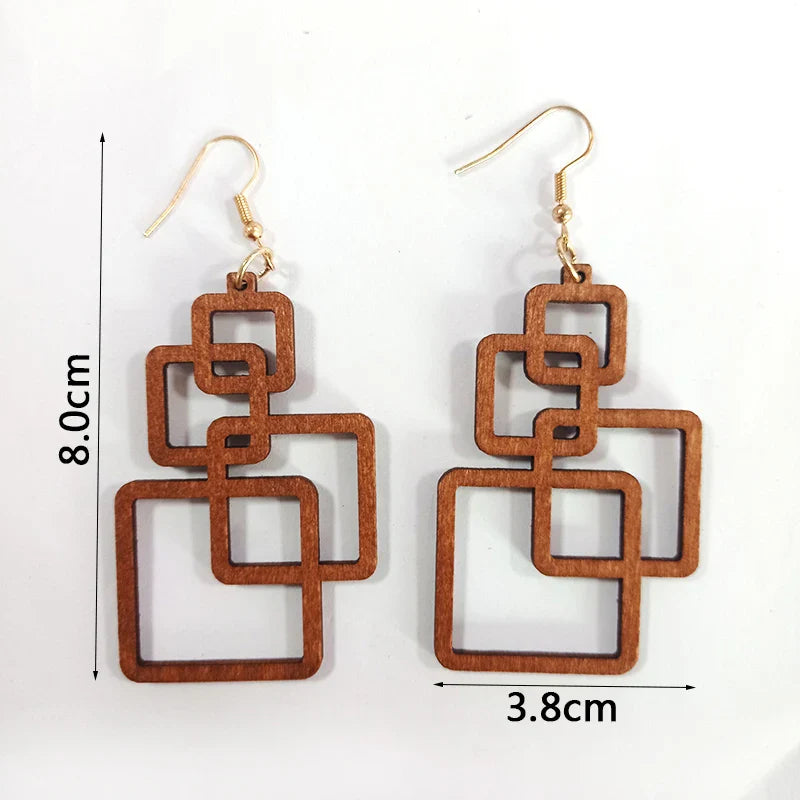Handcrafted Wooden Drop Earrings | Eco-Friendly Fashion-Nora Luxe