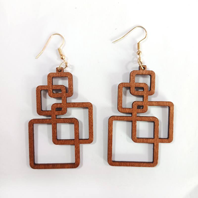 Handcrafted Wooden Drop Earrings | Eco-Friendly Fashion-Nora Luxe