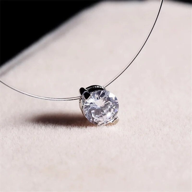 Invisible Fishline Zircon Necklace | Delicate & Elegant Jewellery-Nora Luxe