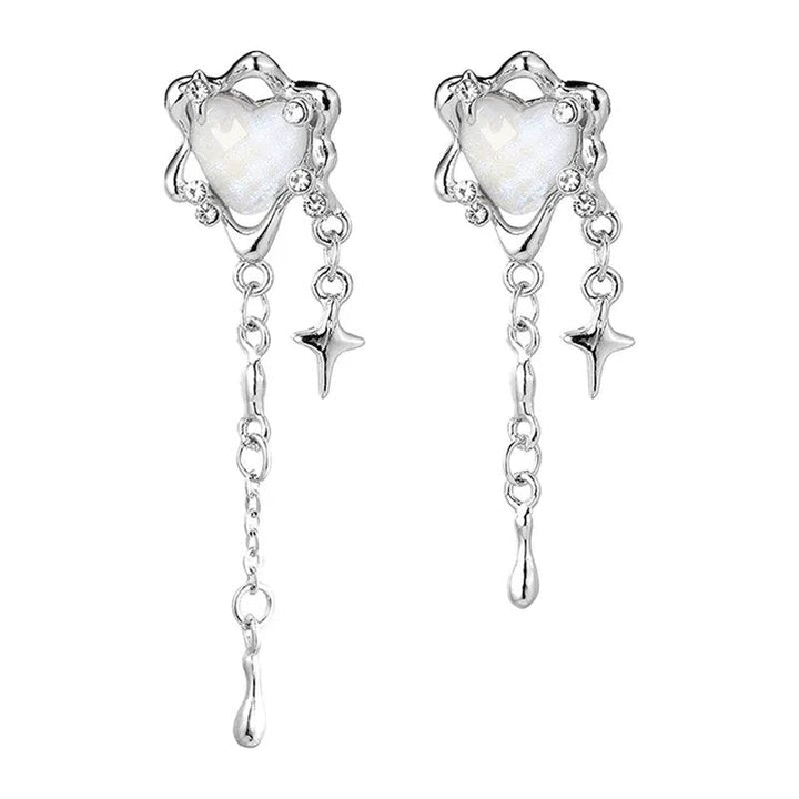 Irregular Heart Tassel Star Earrings - Unique Women's Jewellery-Nora Luxe