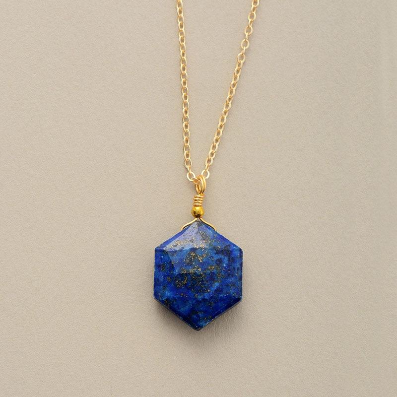 Lapis Lazuli Hexagon Necklace - Amarielle-Nora Luxe