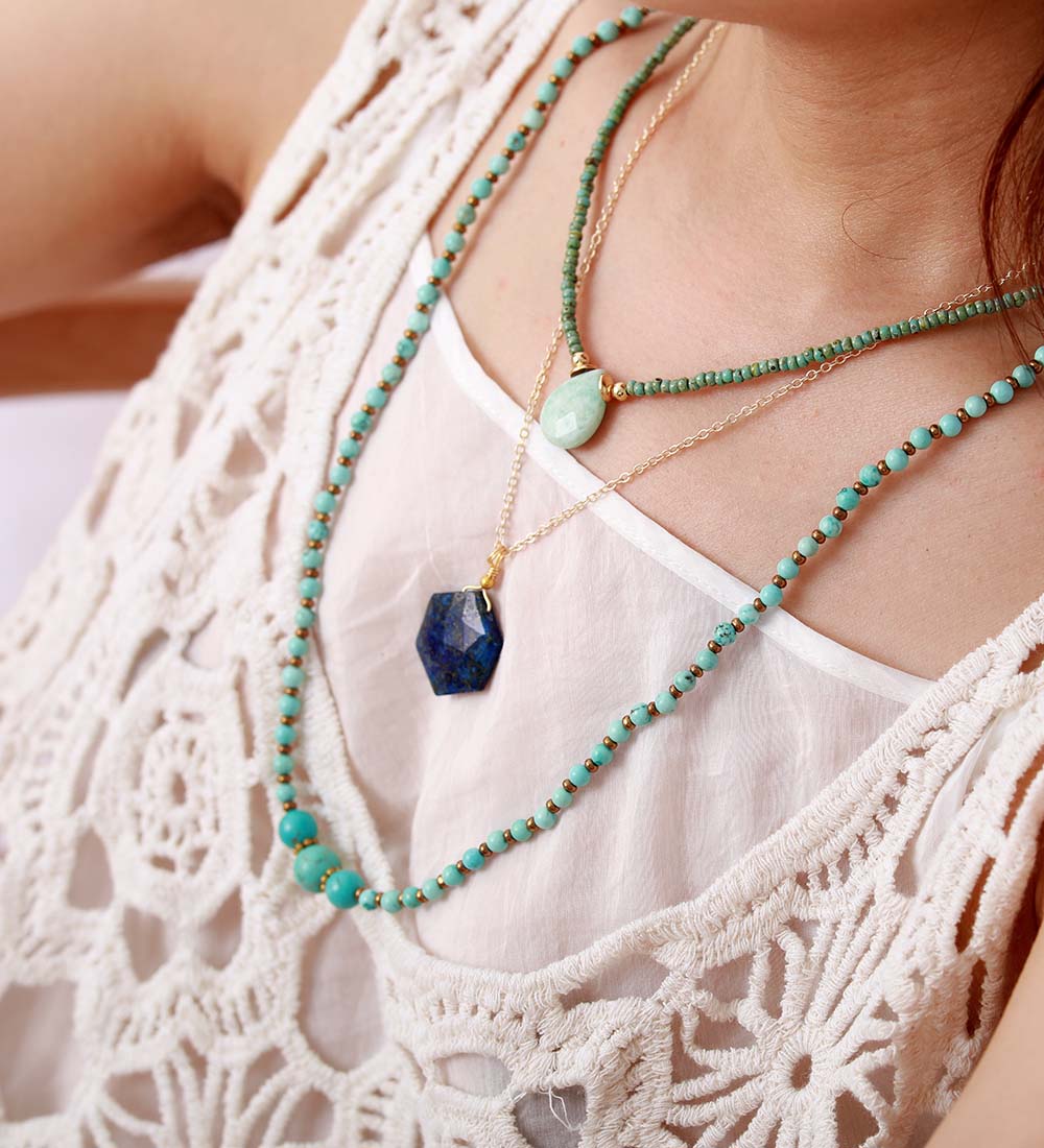 Lapis Lazuli Hexagon Necklace - Amarielle-Nora Luxe