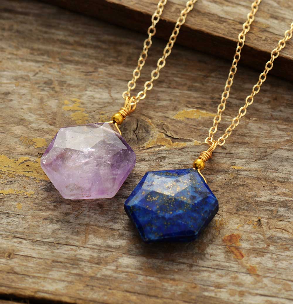 Lapis Lazuli Hexagon Necklace - Amarielle-Nora Luxe
