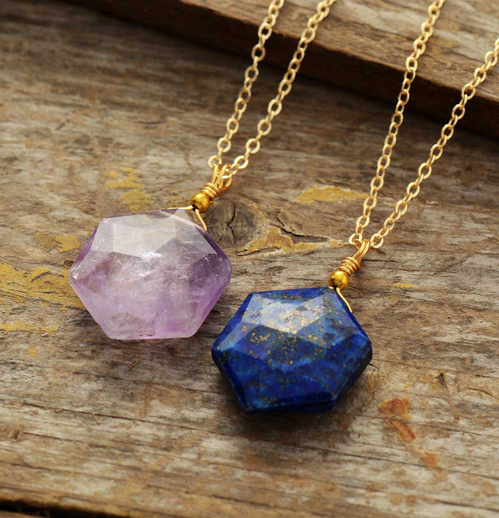 Lapis Lazuli Hexagon Necklace - Amarielle-Nora Luxe