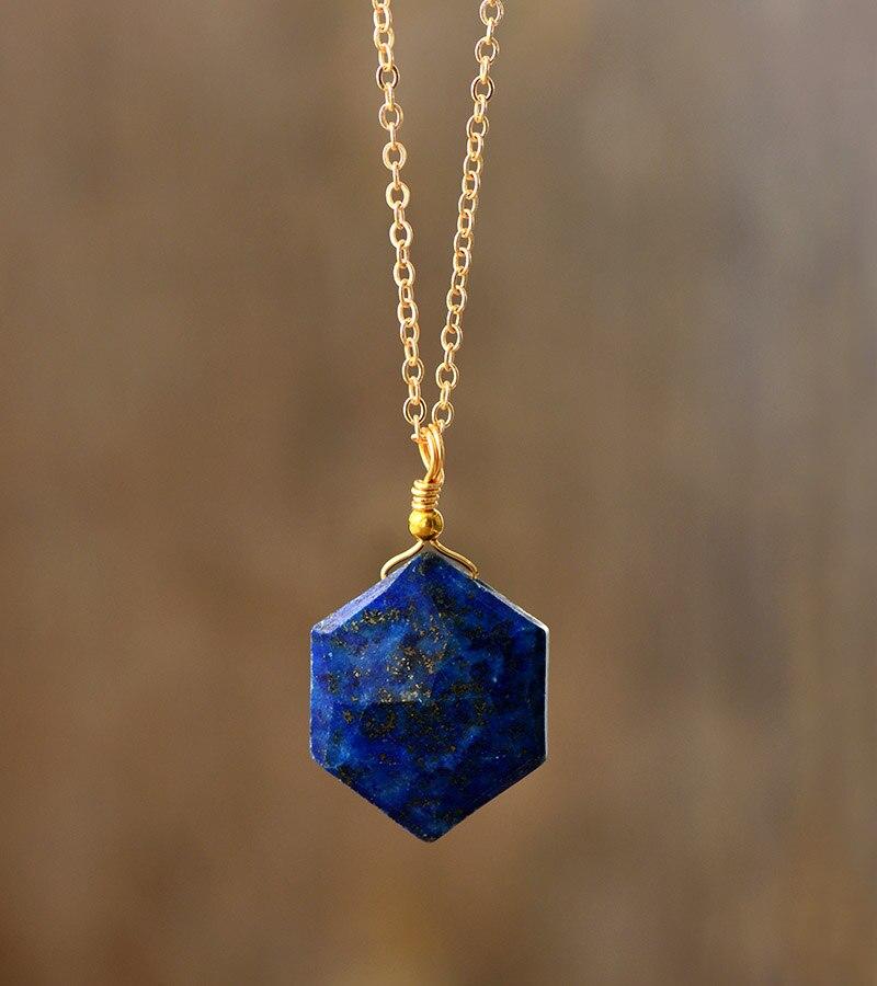 Lapis Lazuli Hexagon Necklace - Amarielle-Nora Luxe