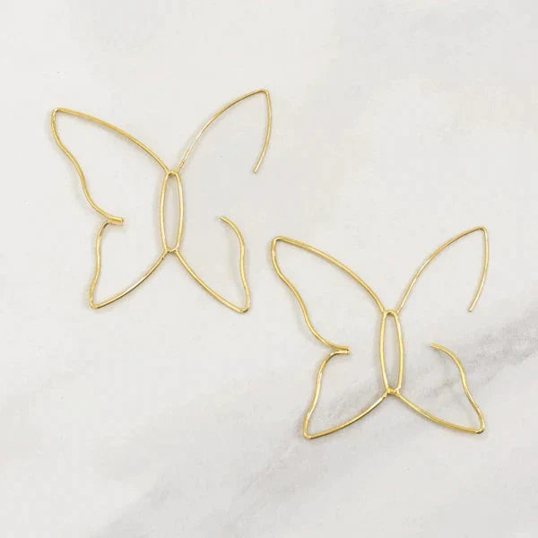 Large Butterfly Earrings | Women's Jewellery-Gold-Nora Luxe