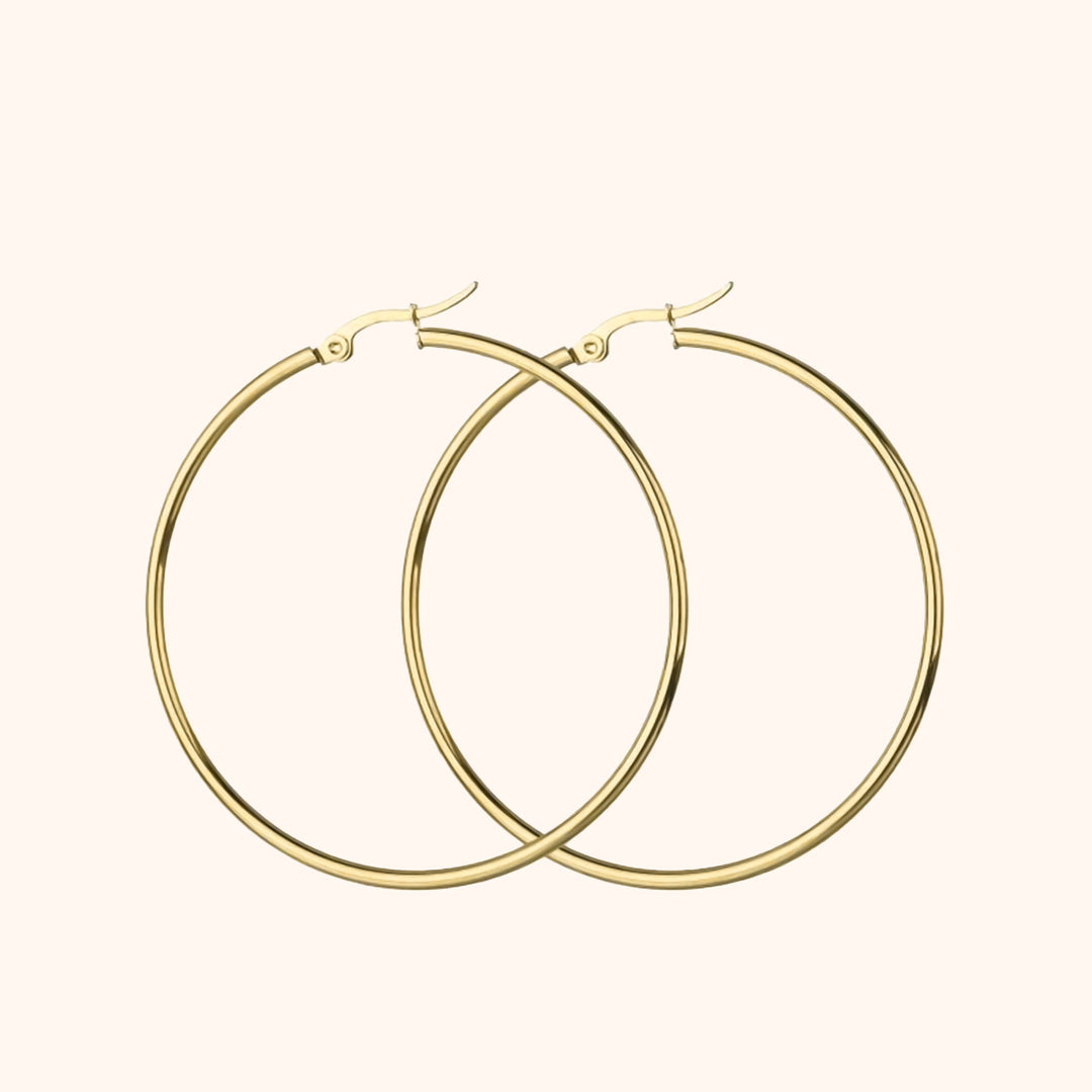 Large Hoop Earrings - Celeste-0.79 in-Gold-Nora Luxe