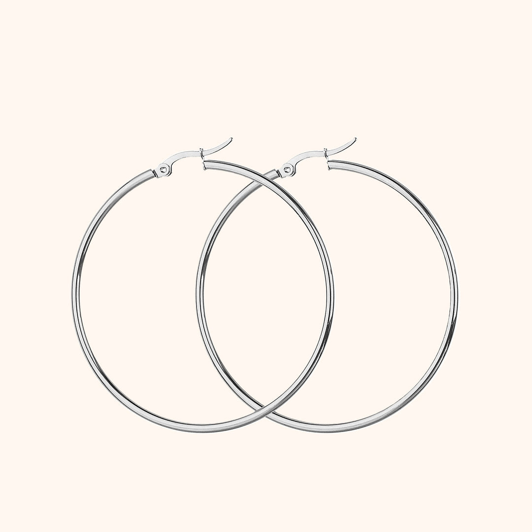 Large Hoop Earrings - Celeste-0.79 in-Silver-Nora Luxe