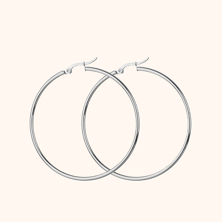 Large Hoop Earrings - Celeste-0.79 in-Silver-Nora Luxe