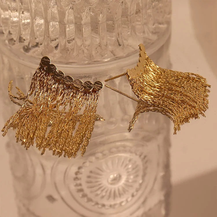 Long Kwast Earrings - Amira-Gold-Nora Luxe