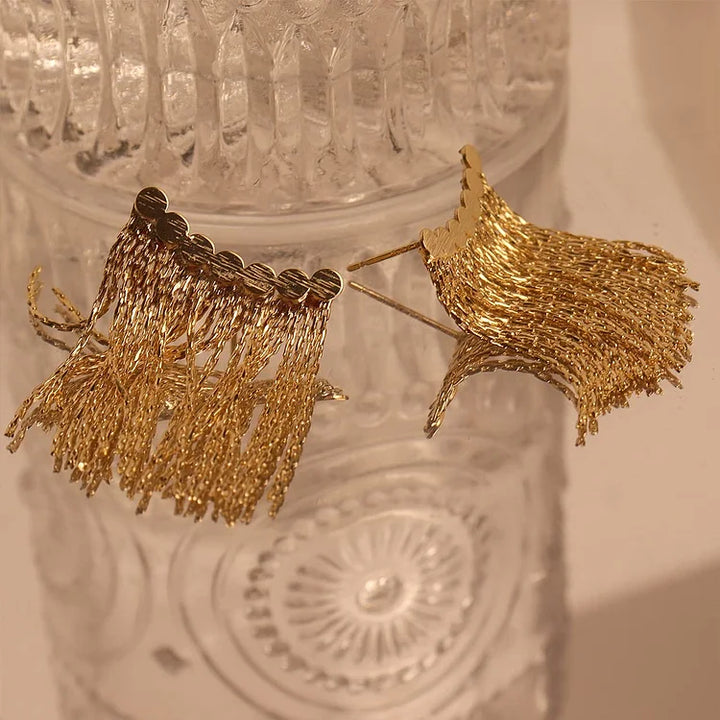 Long Kwast Earrings - Amira-Gold-Nora Luxe