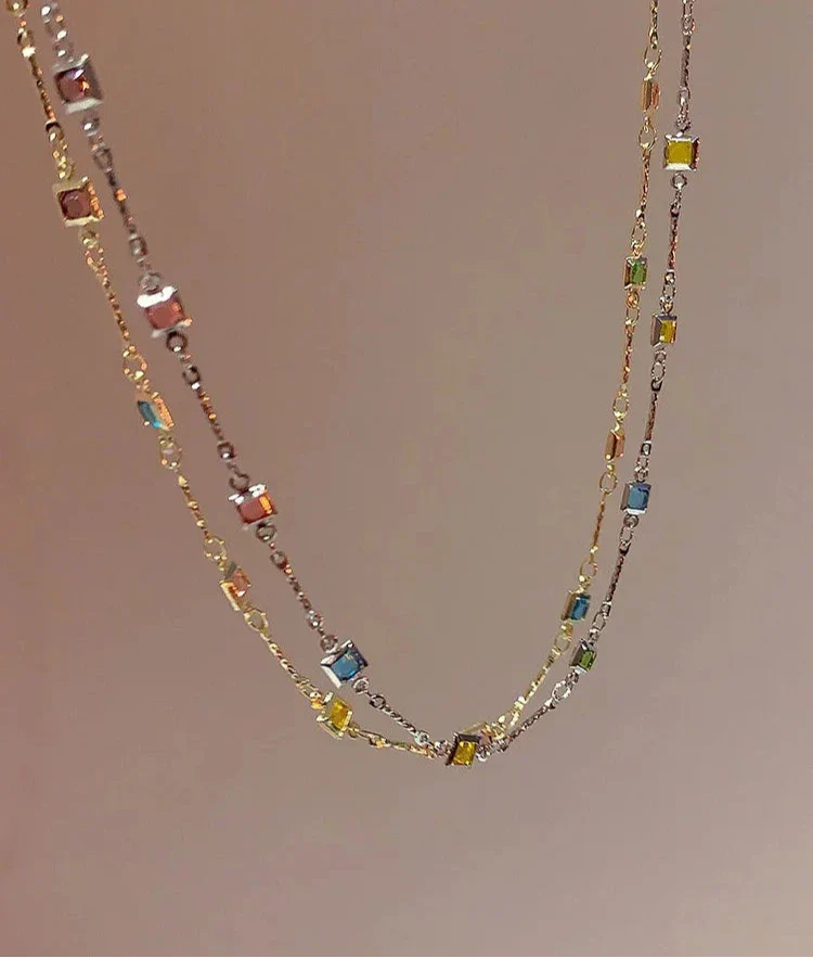 Lovely Gold/Silver Necklace with Colourful Stones - Ivy-Gold-Nora Luxe