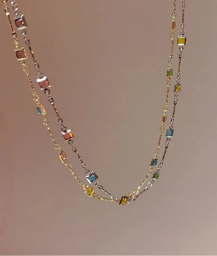 Lovely Gold/Silver Necklace with Colourful Stones - Ivy-Gold-Nora Luxe