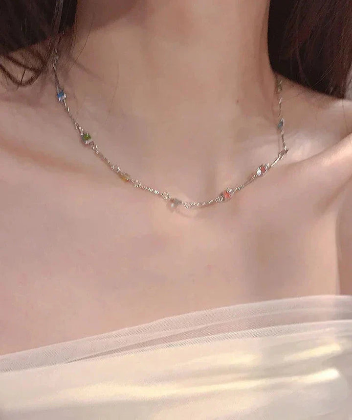 Lovely Gold/Silver Necklace with Colourful Stones - Ivy-Gold-Nora Luxe