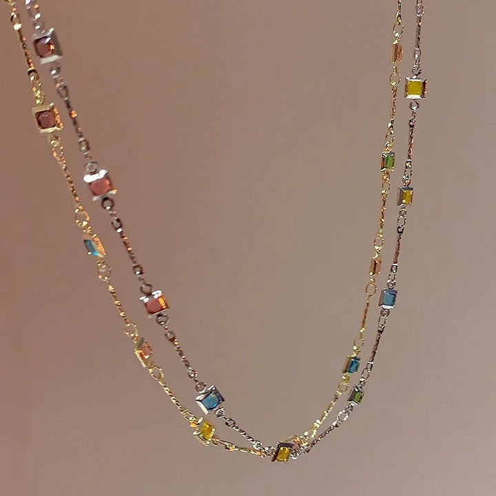 Lovely Gold/Silver Necklace with Colourful Stones - Ivy-Gold-Nora Luxe