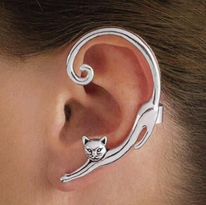 Luxury Cat Earrings - Leocadia-Silver-Nora Luxe