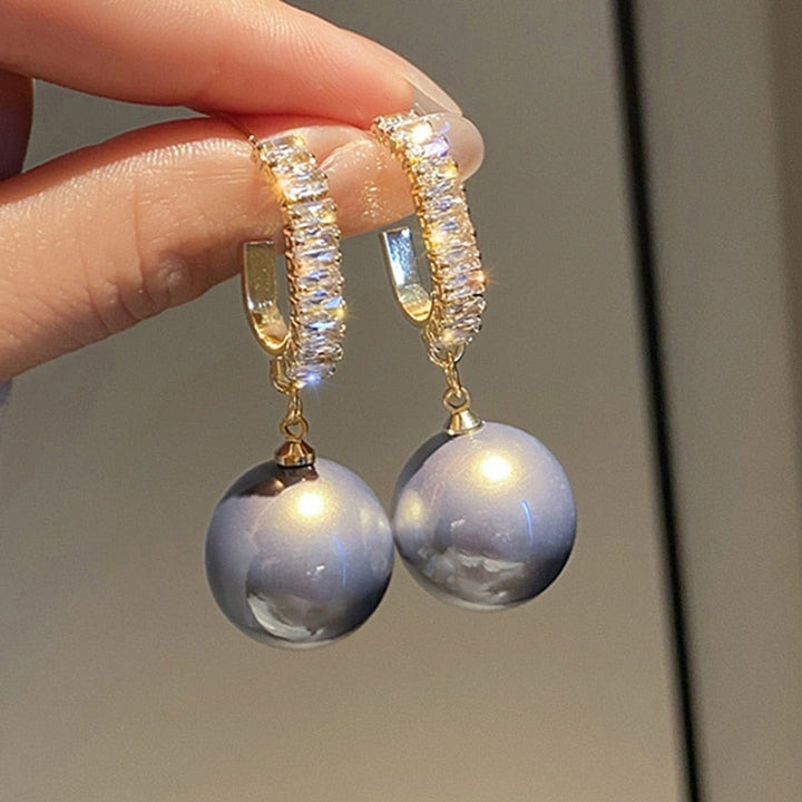 Luxury Pearl Earrings with Zirconia - Delphine-Gray-Nora Luxe