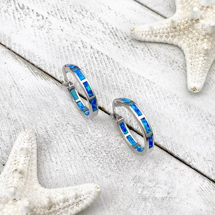 Luxury Silver and Opal Ocean Earrings - Mareva-Nora Luxe