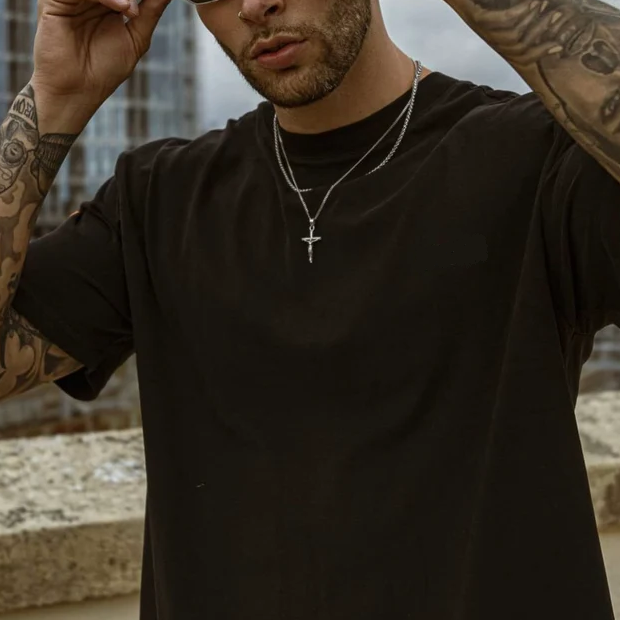 Men's chain with cross - Salvator-Silver-Nora Luxe