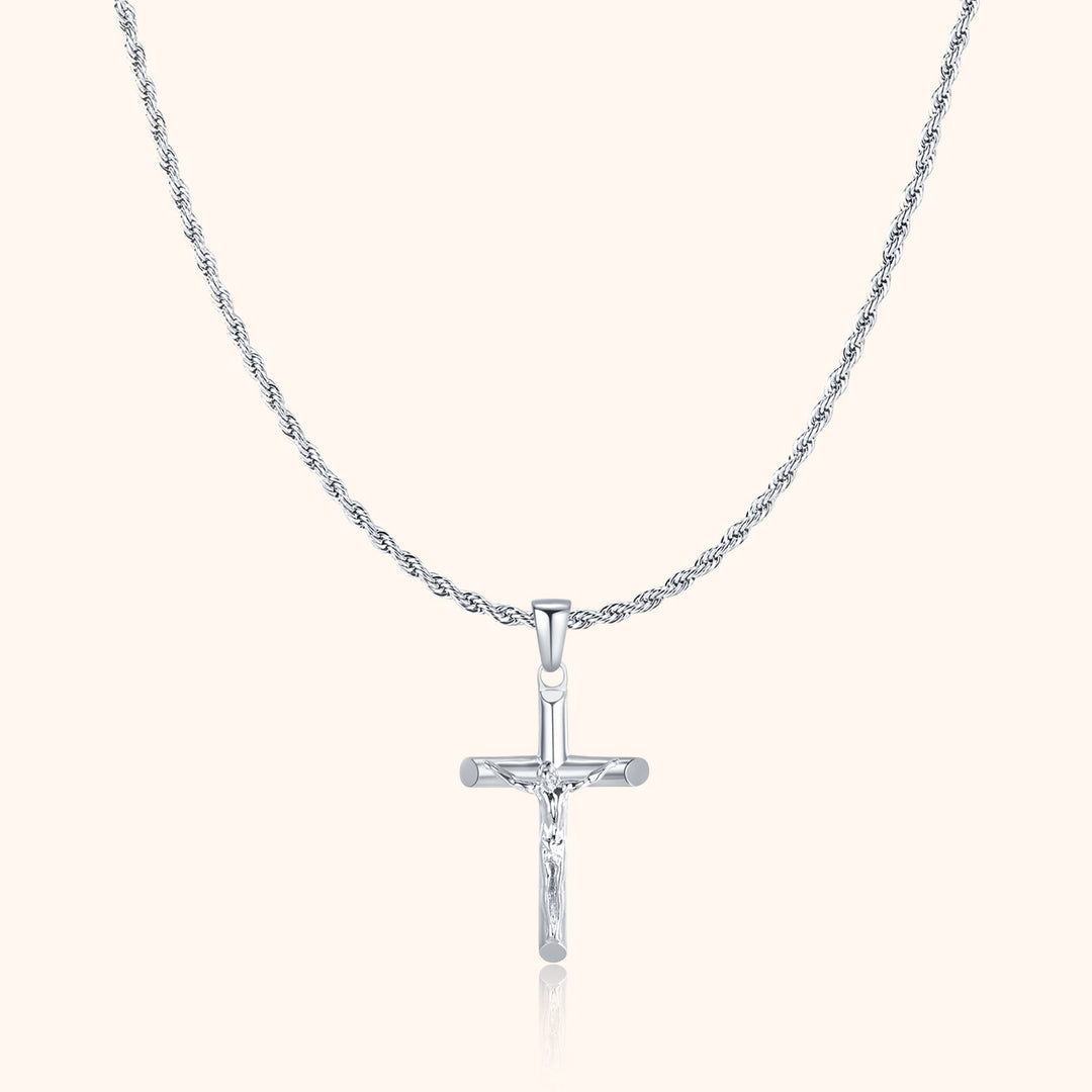 Men's chain with cross - Salvator-Silver-Nora Luxe