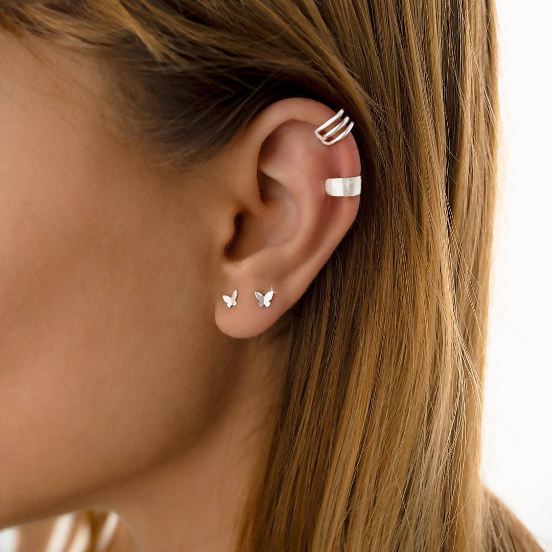 Mini Butterfly Earrings - Elena-Silver-Nora Luxe