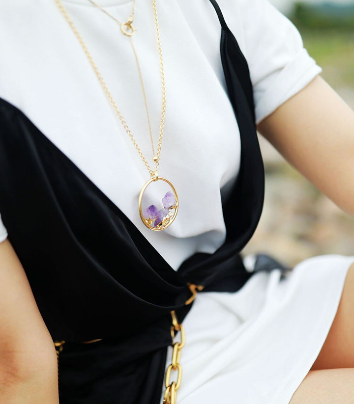 Minimalist Amethyst Raw Stone Necklace - Evelyne-Nora Luxe