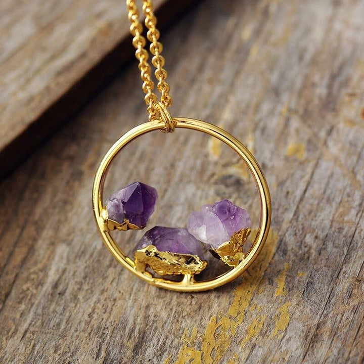 Minimalist Amethyst Raw Stone Necklace - Evelyne-Nora Luxe